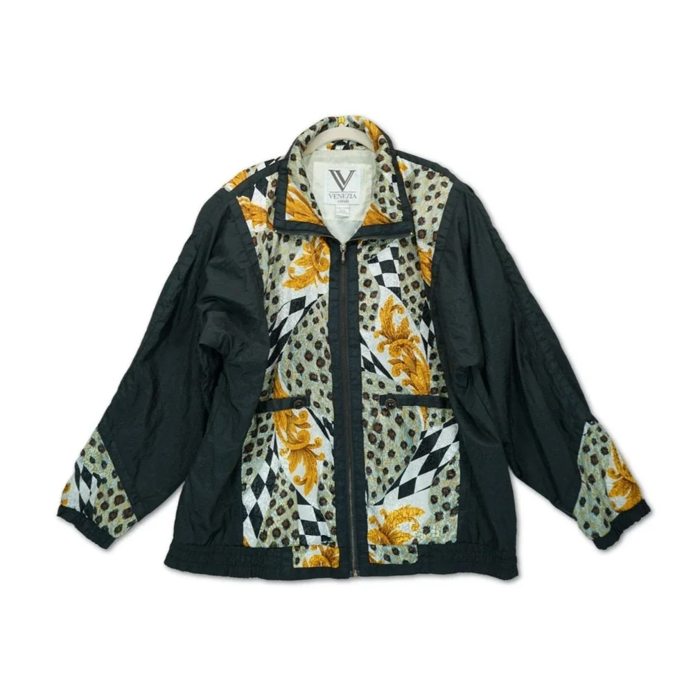 Vintage Venezia Vitale 80s Women's Windbreaker Bomber Style Full Zip‎ Size 14/16